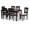 Baxton Studio Lenoir Sand Upholstered Espresso Wood 7-Piece Dining Set 162-10523-10519 - alternate 1